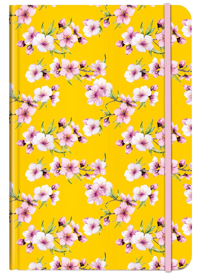 Anteckningsbok A5 Cherry Blossom Yellow Linjerad 192 sidor Cedon
