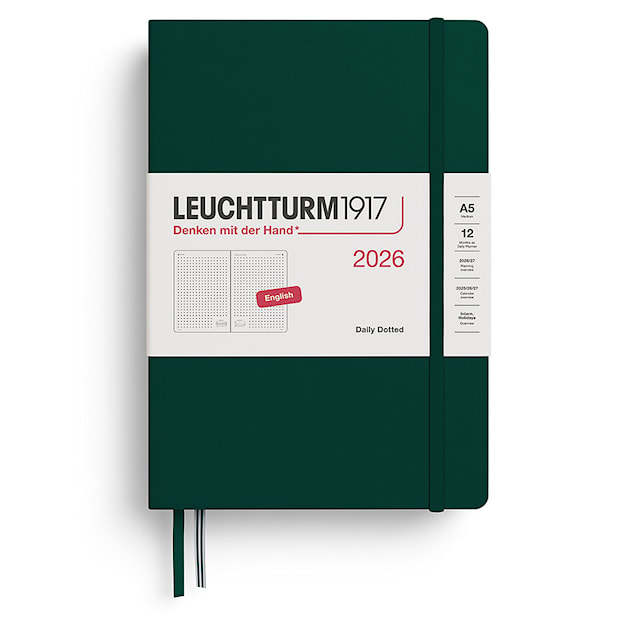 Daily Planner 2026 A5 Dotted Forest Green Leuchtturm1917
