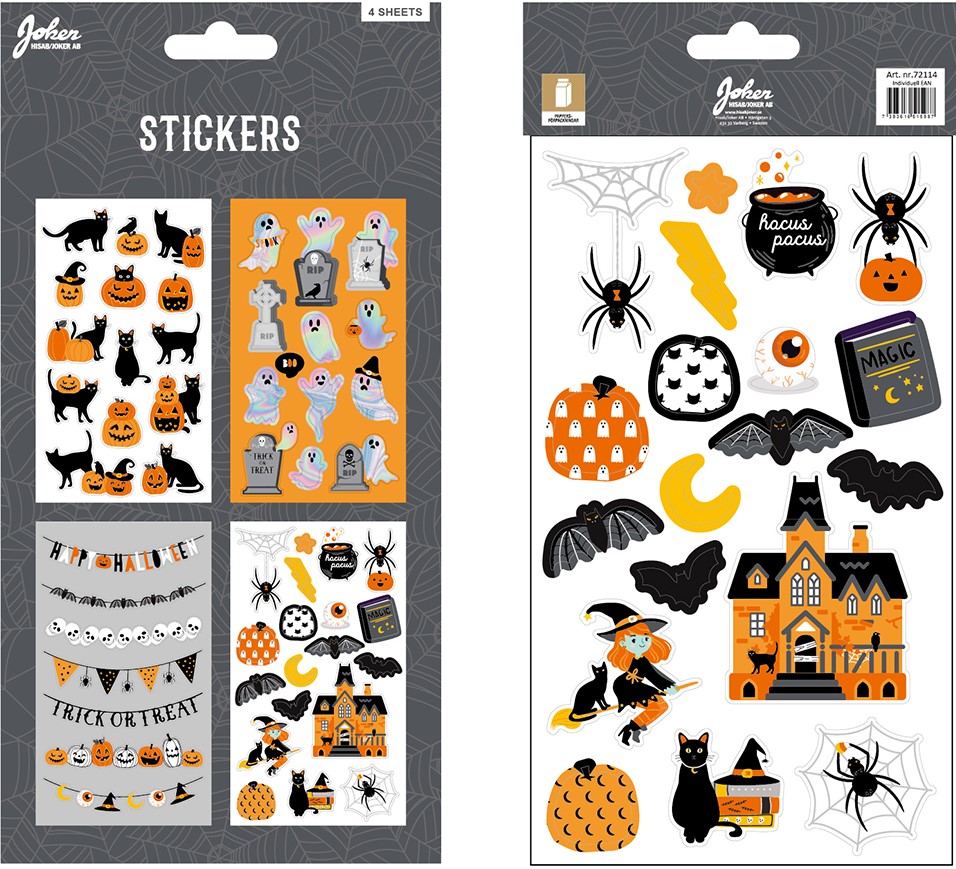 Klisterm&auml;rken Halloween 4 olika blad