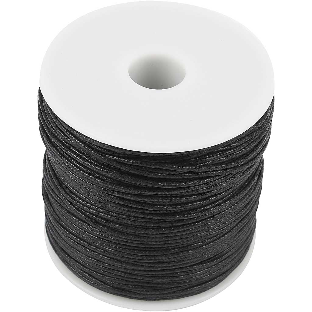 Bomullssnöre 1 mm x 100 m Svart