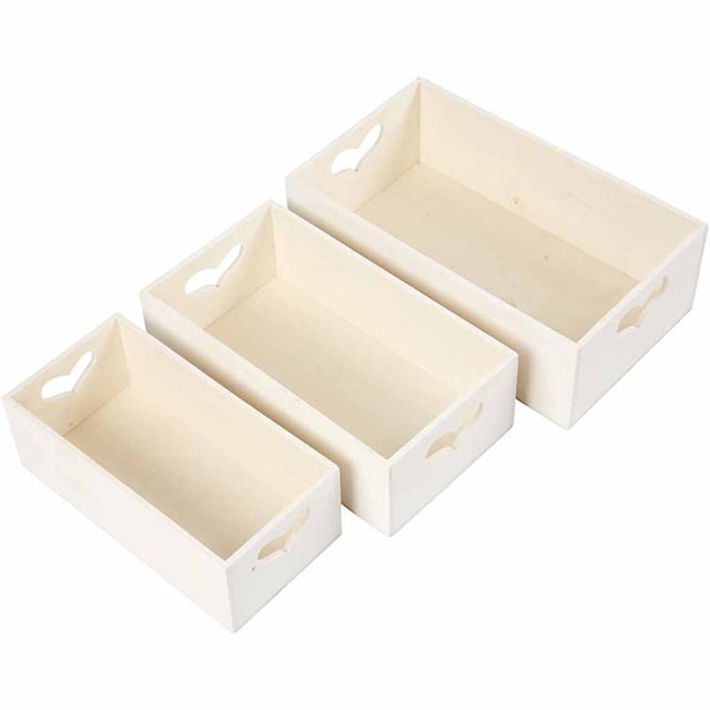 Produktbild 3 för Förvaringslåda i trä med Hjärthandtag 3-pack