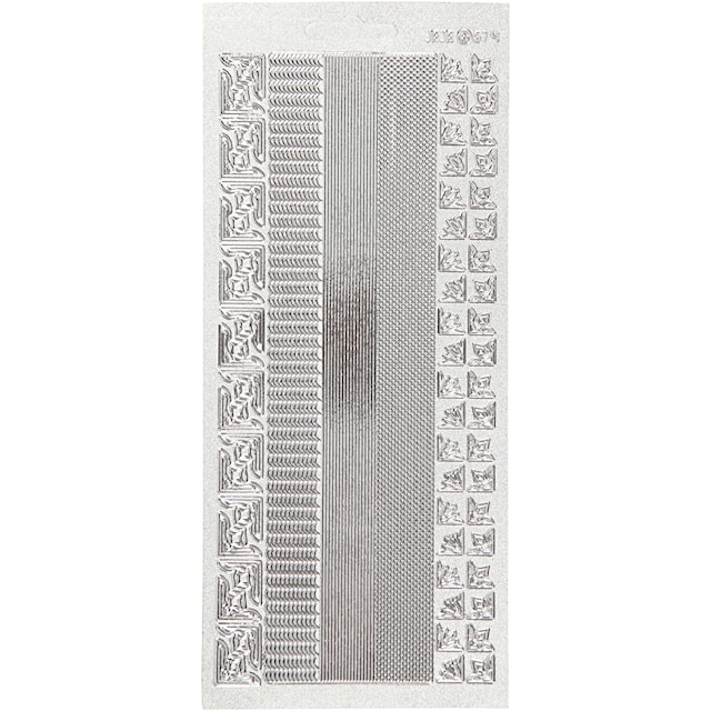 Ääriviivatarra, boordit, arkki 10x23 cm, hopea, 1 ark