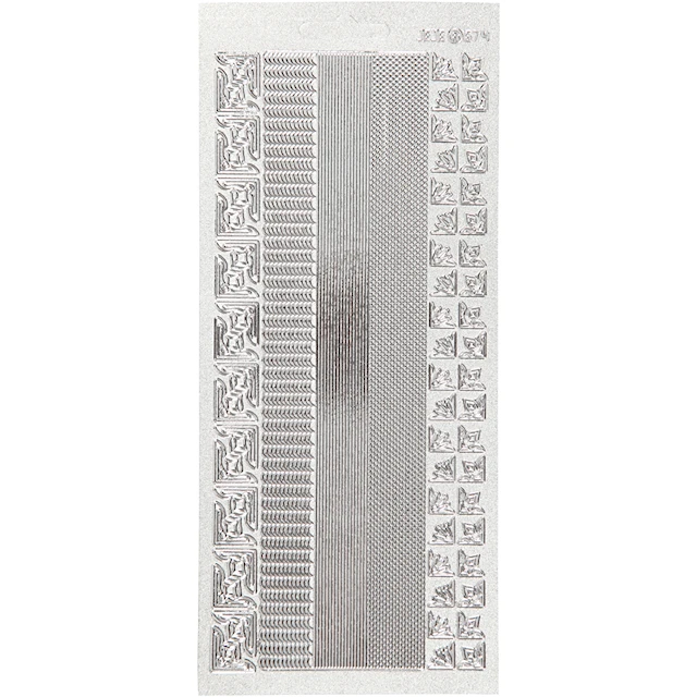 Stickers, bårder, ark 10x23 cm, silver, 1 ark