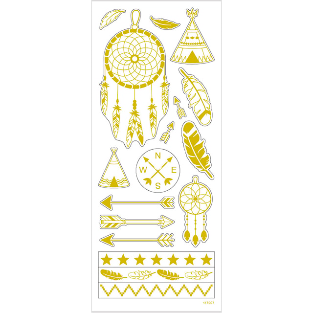 Produktbilde 2 for Stickers, indianer, ark 10x24 cm, ca. 17 stk., gull, 1 ark