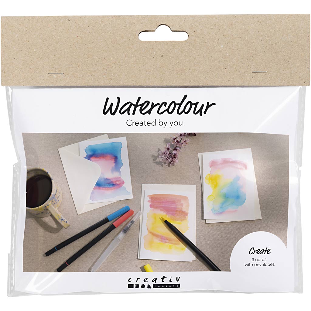 Mini DIY Kit Akvarell, Kort och kuvert, 1 förp.