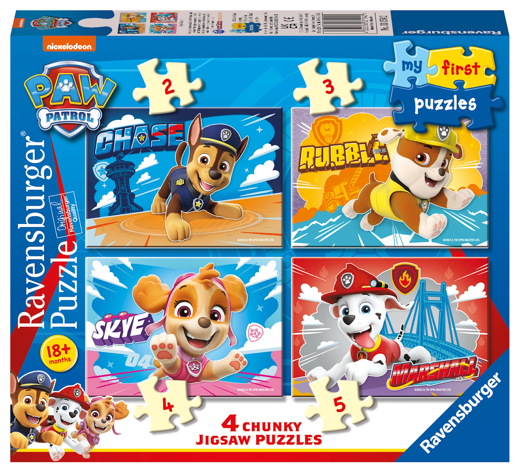 Produktbild för Pussel Paw patrol My First Puzzle 2/3/4/5 bitar, Ravensburger