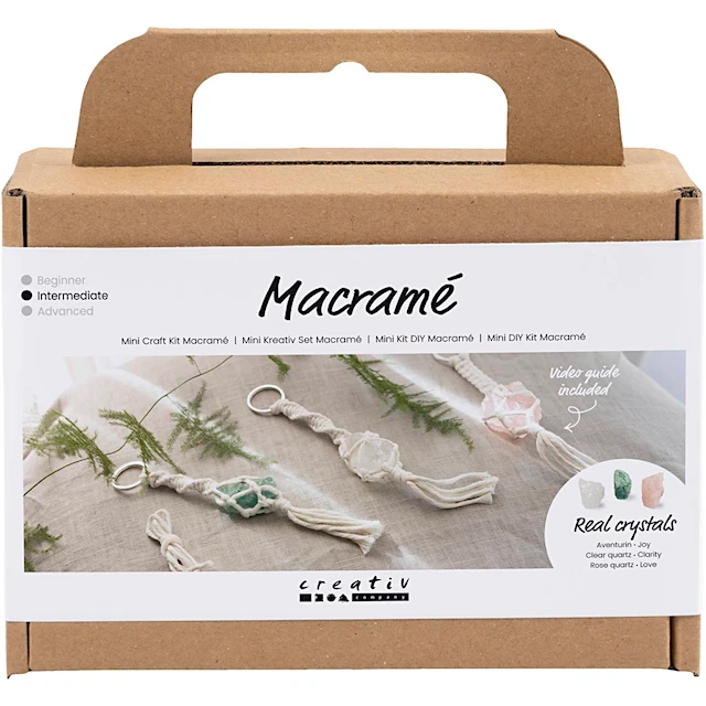Mini DIY Kit Makramé med Kristaller Nyckelringar 1 förp.