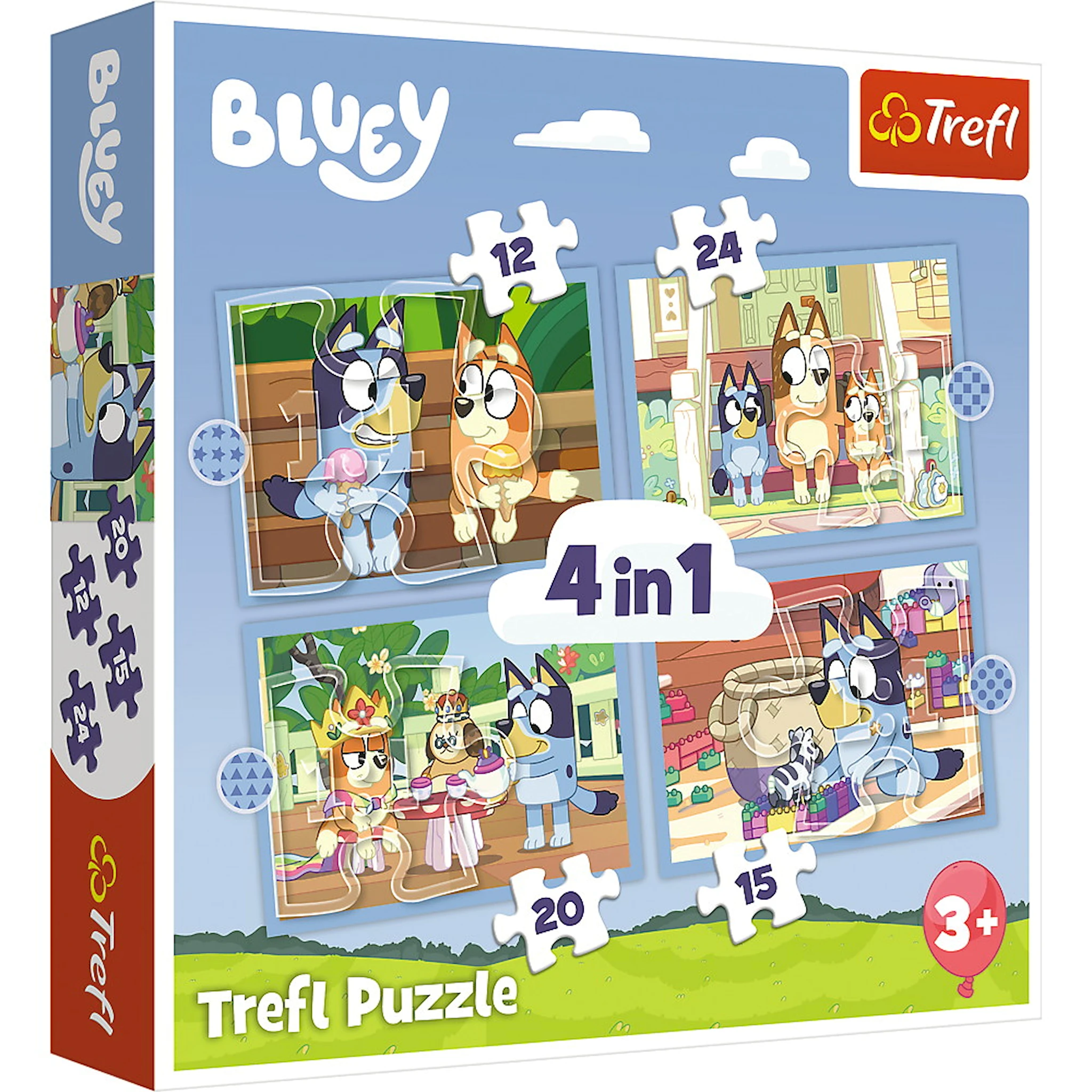 Produktbilde for Bluey Barnepuslespill 4i1 12+15+20+24 brikker Trefl
