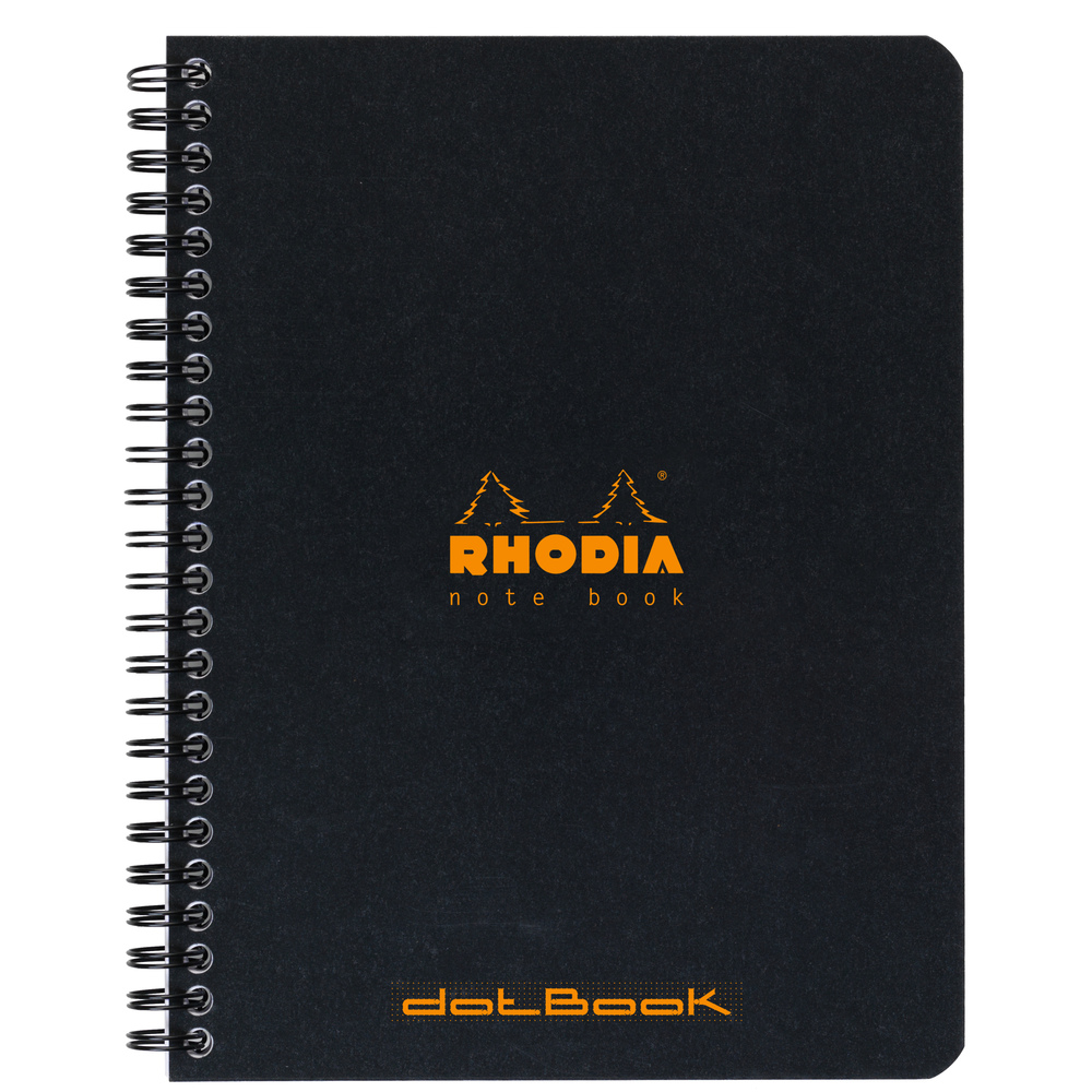 Kierrevihko Musta A5+ Viivoitettu Rhodia