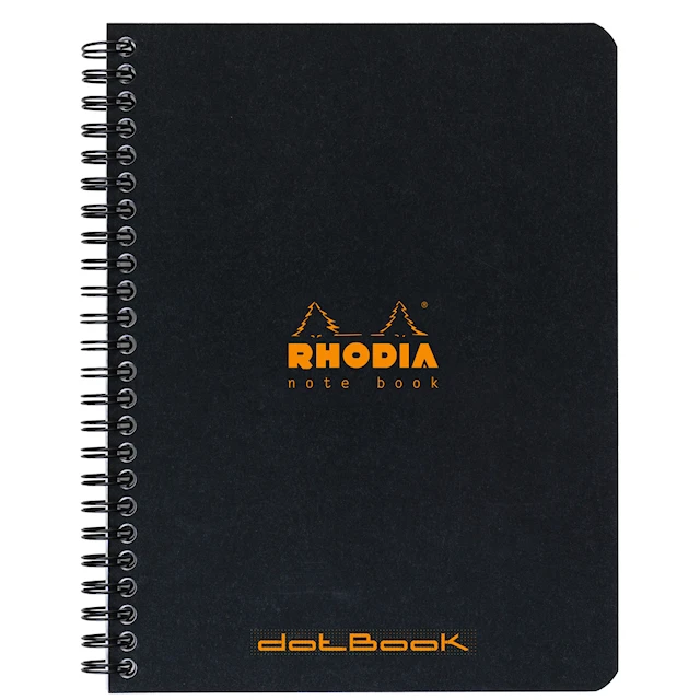 Spiralblock Svart A5+ Prickat Rhodia