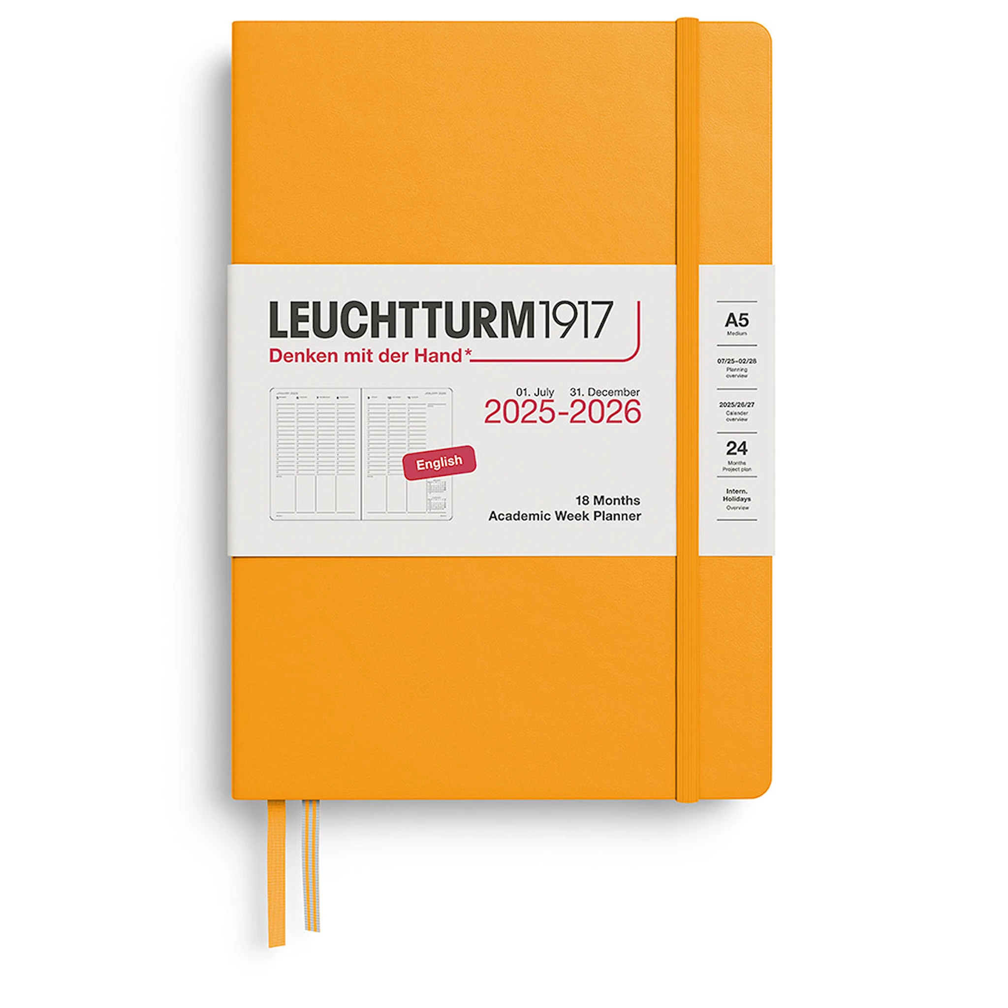 Tuotekuva ille Kalenteri A5 18kk 25–26 Viikkosuunnittelija Rising Sun Leuchtturm1917