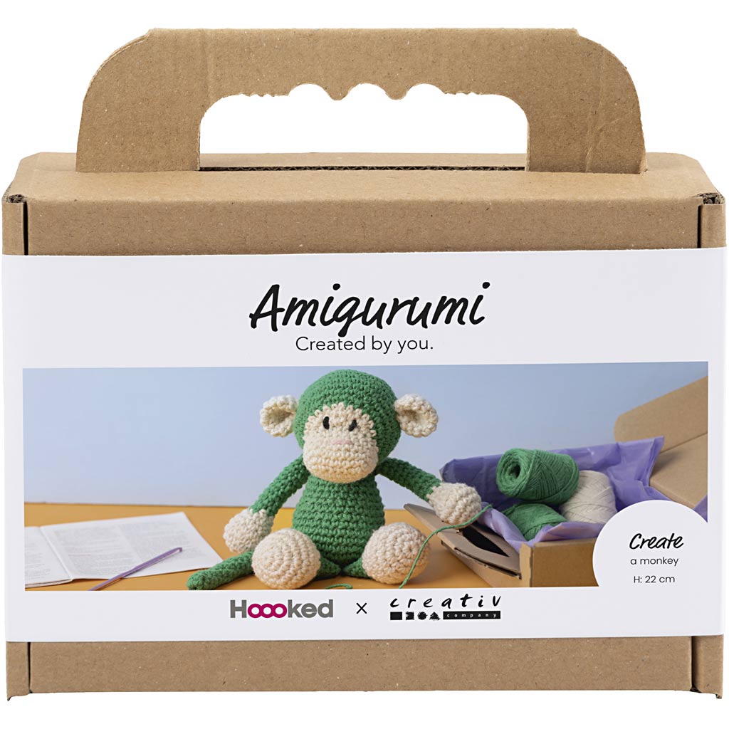 DIY Kit Amigurumi Apa grön & off white 1 förp
