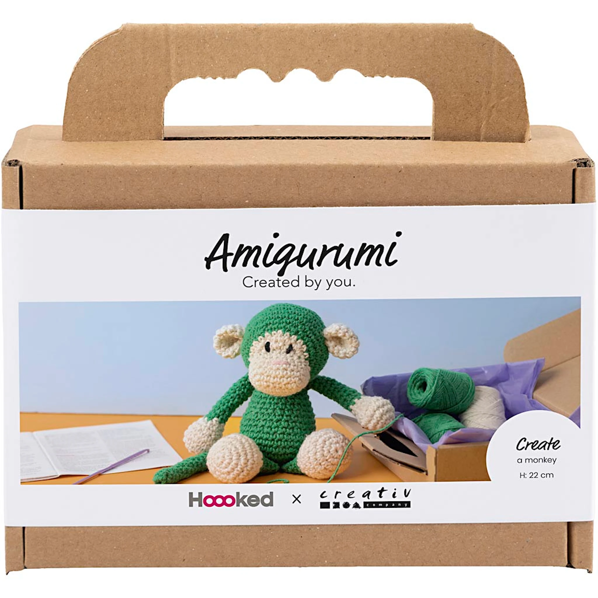 Produktbilde for DIY Kit Amigurumi, Ape, grønn, off white, 1 pk.