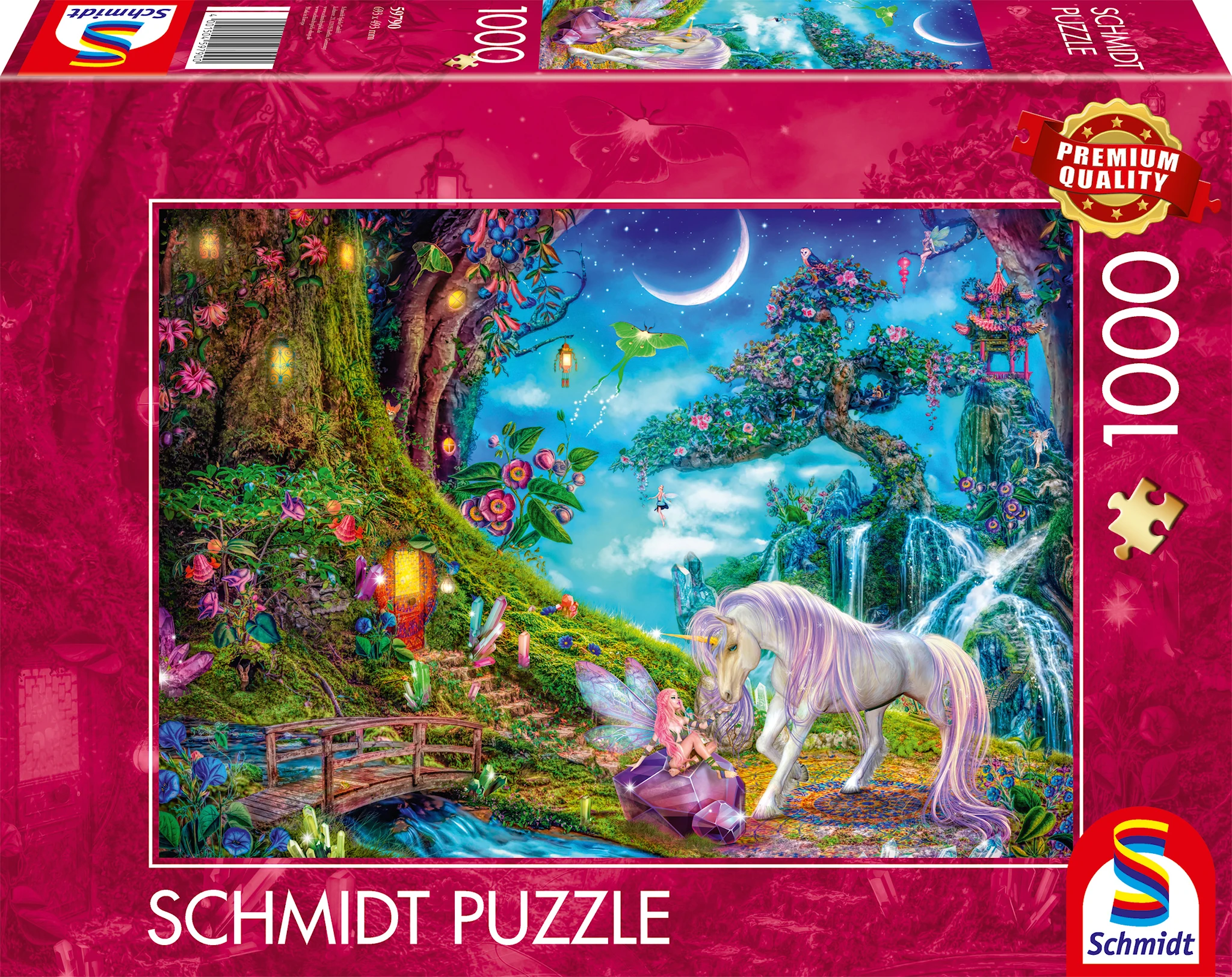 Produktbilde for Puslespill Unicorn and elf among the tall timbers 1000 brikker, Schmidt