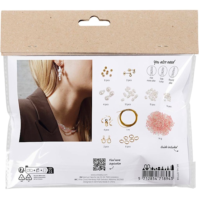 Produktbilde 2 for Mini DIY Kit Smykker, Halskjeder og øreringer, glans, 1 pk.