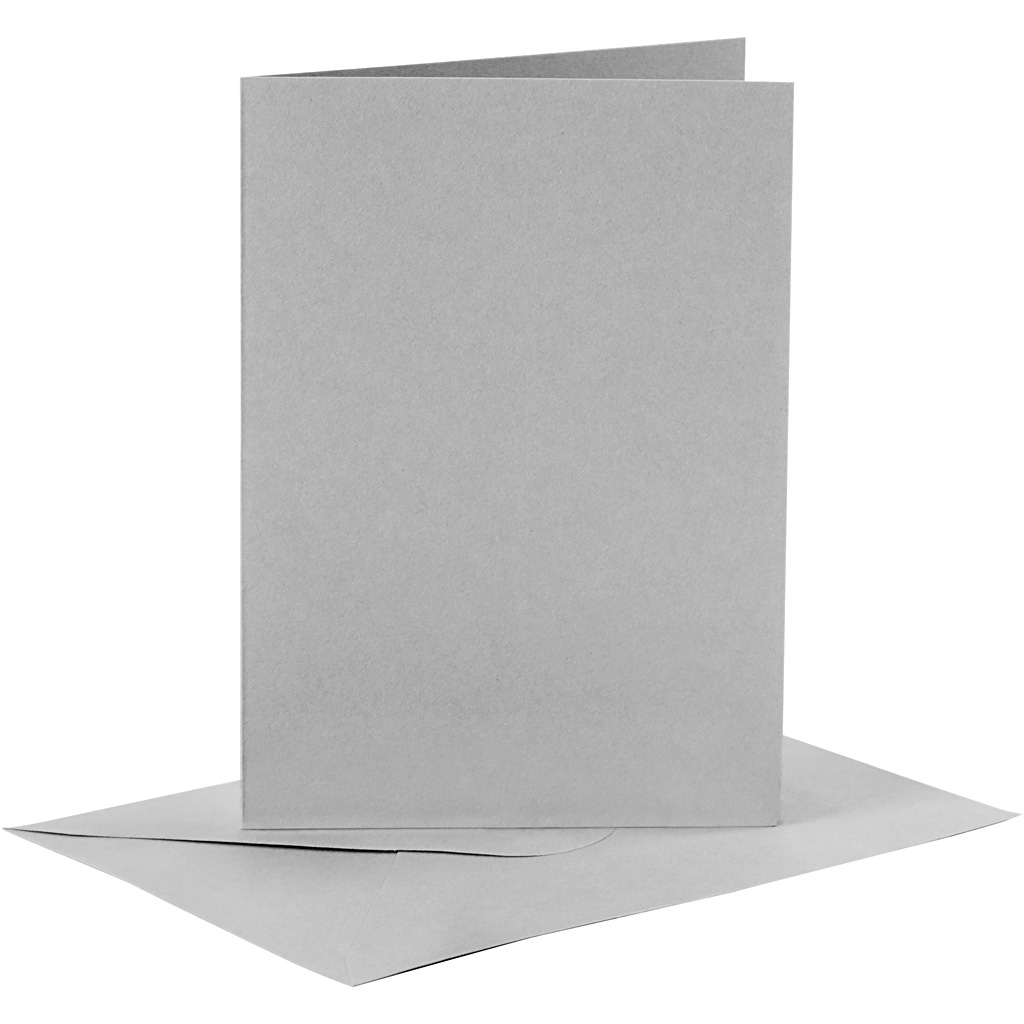 Kort och Kuvert Gr&aring; 10,5x15 cm 6-pack
