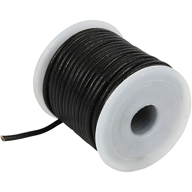Lädersnöre 2 mm x 10 m Svart