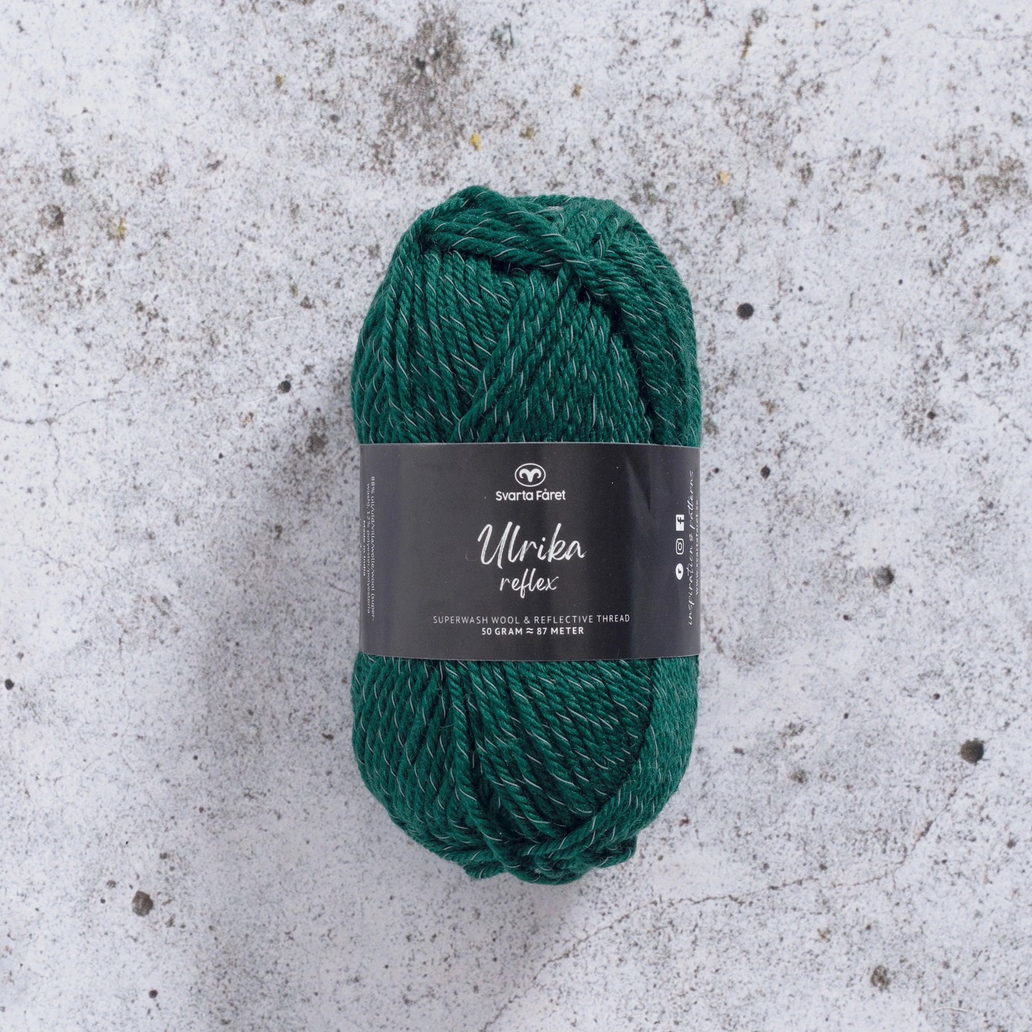 Produktbild för Ulrika Reflex Garn Ullmix 50 g Tropisk grön Svarta Fåret