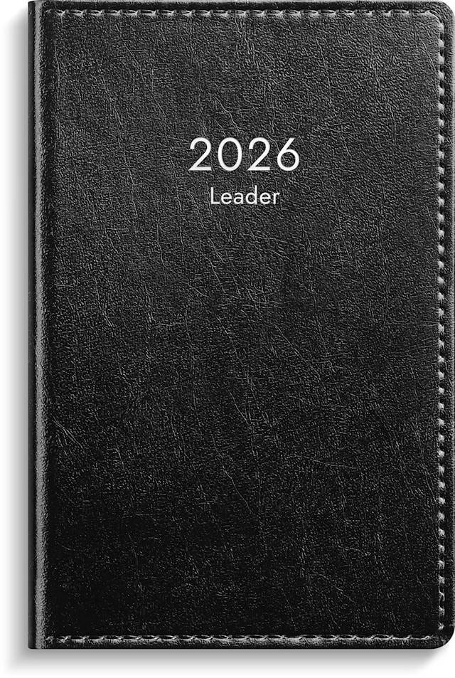 Produktbild 1 för Kalender 2026 Leader Konstläder Svart Burde