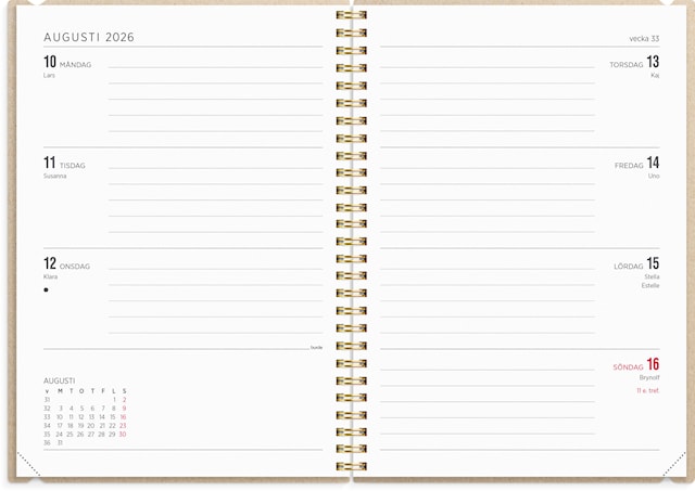 Tuotekuva 2 - Kalender 2026 A5 Senator Story Rutor Beige Burde