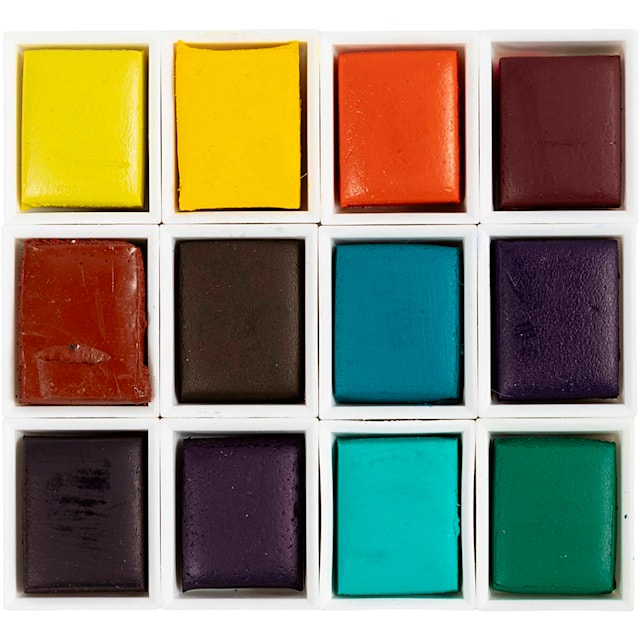 Produktbilde 2 for Art Akvarellfarger, ½-pan, Blomster og landskap, str. 10x15x20 mm, ass. farger, 12 farge/ 1 stk.