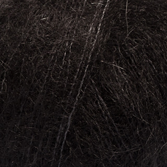 Kid- Silk Uni Color Garn Mohair Silke 25 g svart 02 Drops