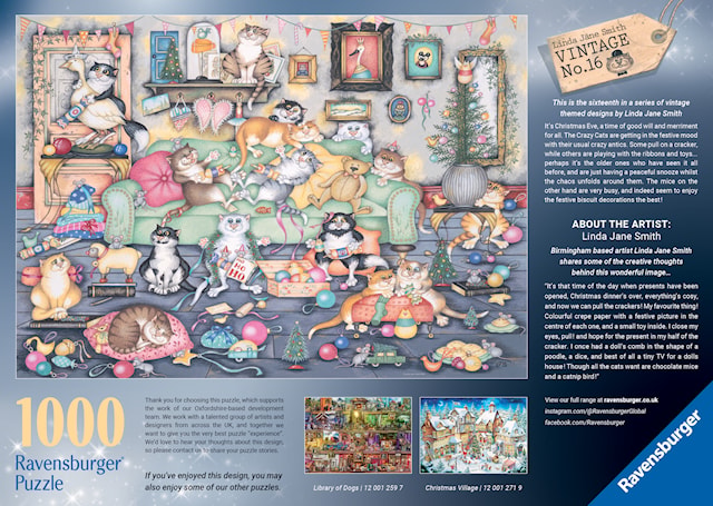Tuotekuva 3 - Palapelit Crazy Cats Christmas Crackers 1000 palaa, Ravensburger