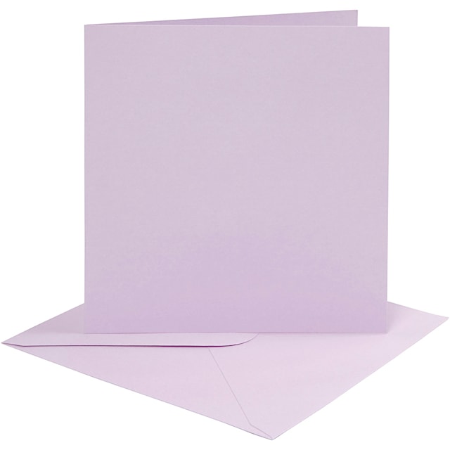 Tuotekuva 3 - Korttipohja-/kirjekuoripakkaus, kortin koko 15,2x15,2 cm, kirjekuoren koko 16x16 cm, 210 g, vaaleanvioletti, 4 set/ 1 pkt