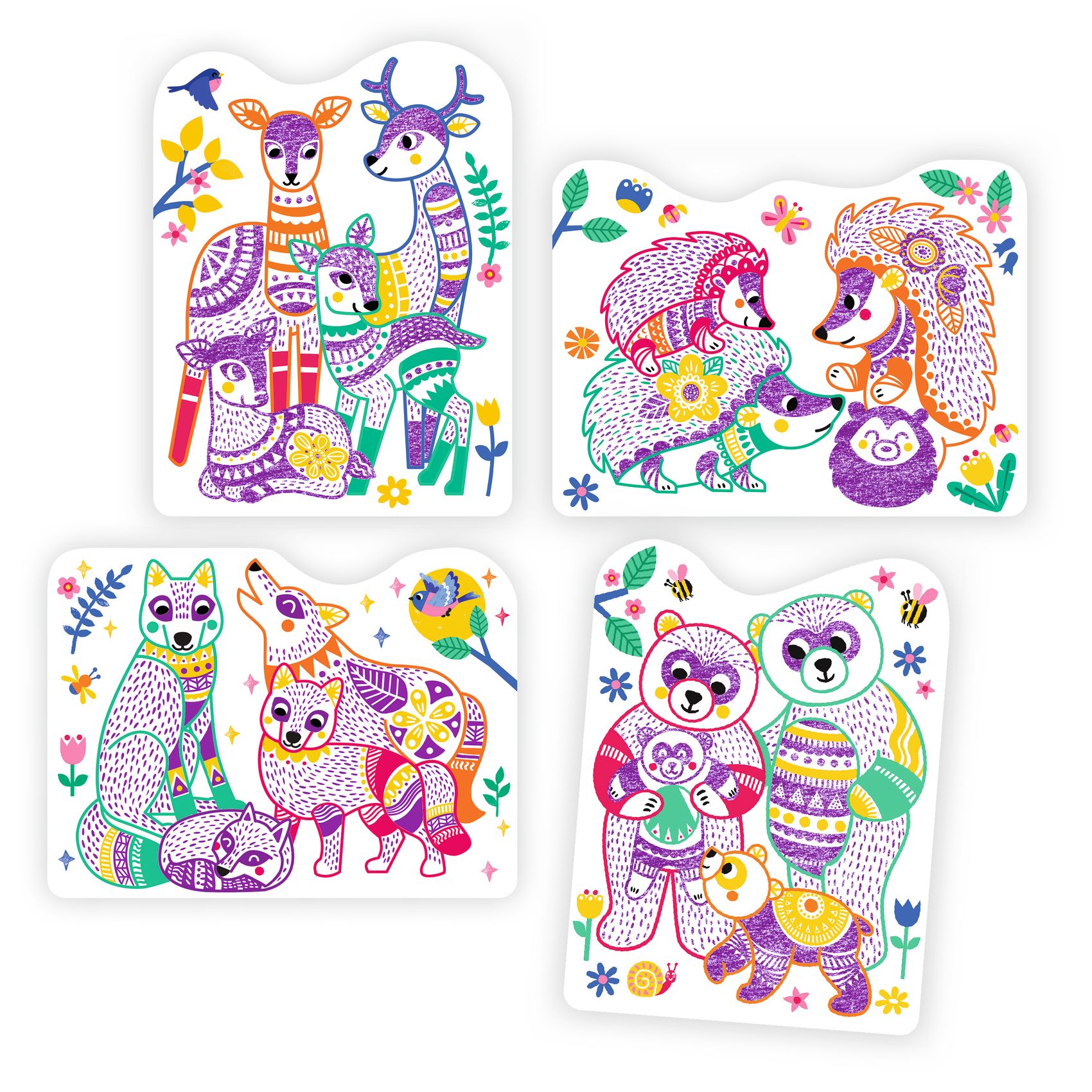 M&aring;larset Forest Family med Greppv&auml;nlig Penna 12-pack Djeco