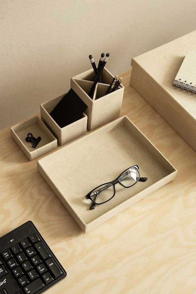 Produktbild 5 för Skrivbordsförvaring 4 delar Linen Bigso Box of Sweden