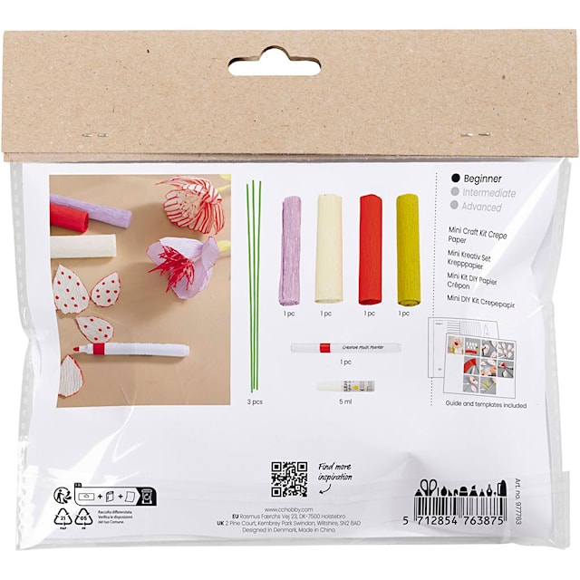 Produktbild 2 för Mini DIY Kit Kräppblommor mönstrade Creativ Company