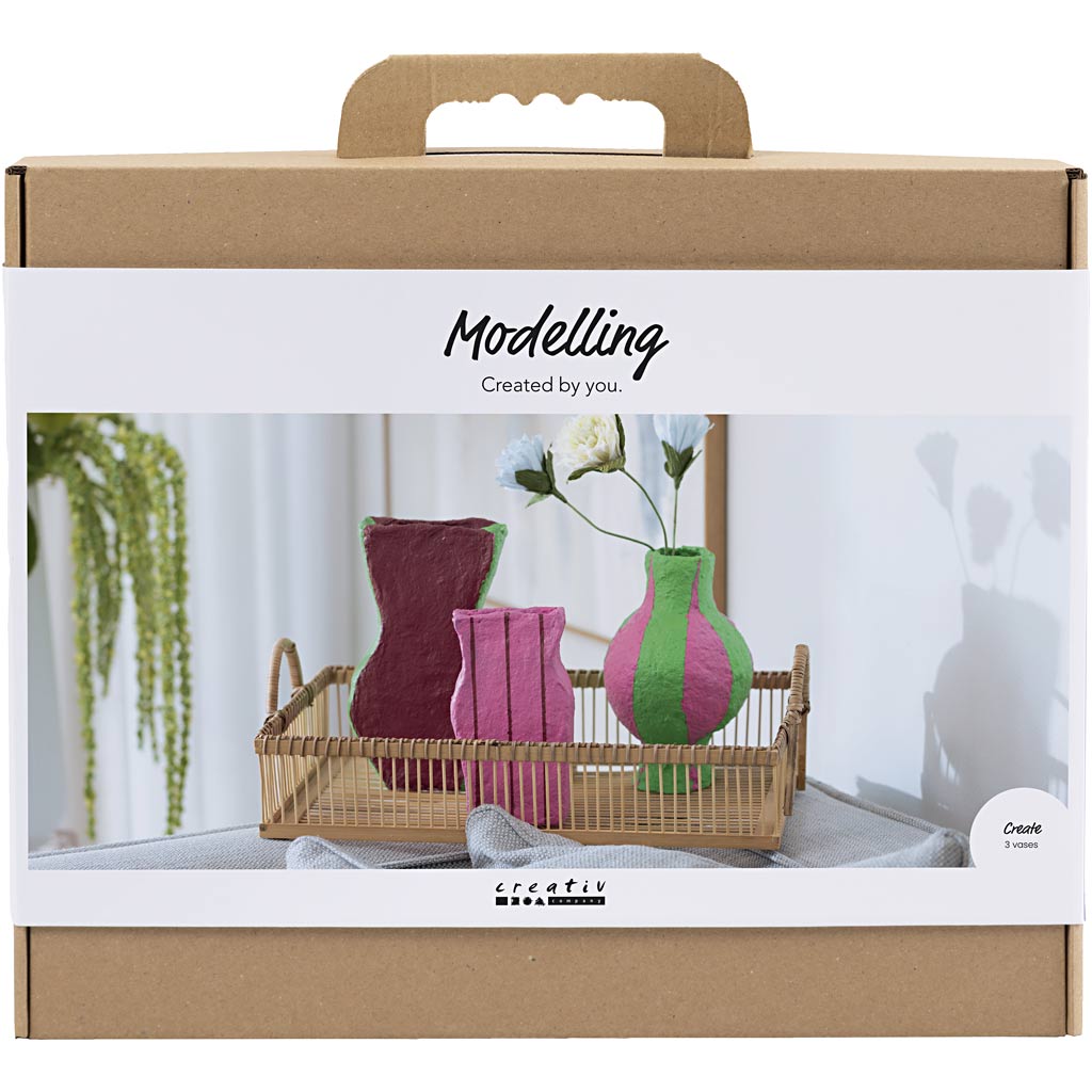 Mini DIY Kit Modellera, Vas av pappersmassa, mixade färger, 1 förp.