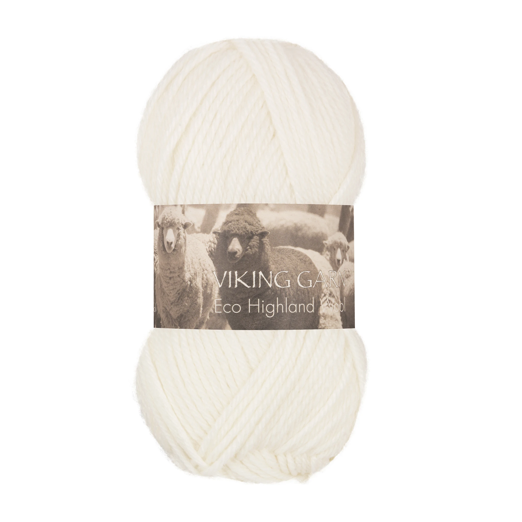 Produktbild för Eco Highland Wool Garn 50 g Vit 200 Viking Garn