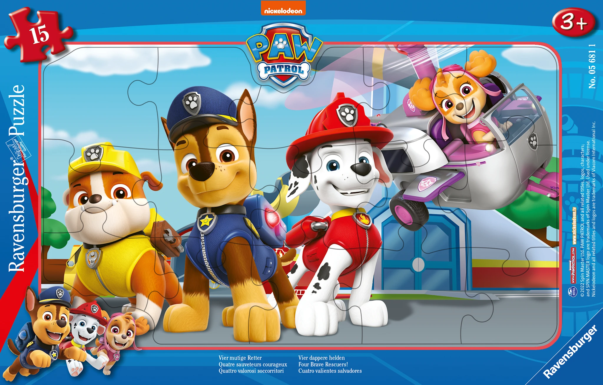 Tuotekuva ille Paw Patrol Four Brave Rescuers Palapeli 15 palaa Ravensburger