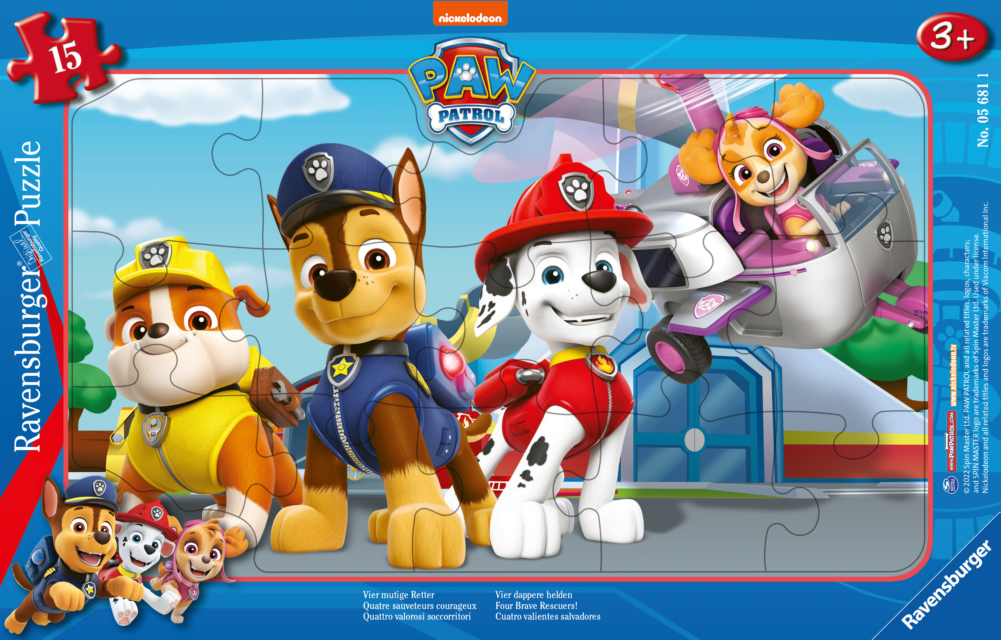 Paw Patrol Four Brave Rescuers Pussel 15 bitar Ravensburger