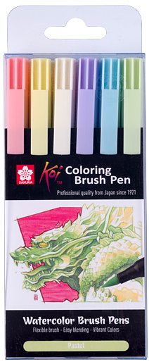 Sakura Koi Colouring Brush Pen Pasteller 6-set