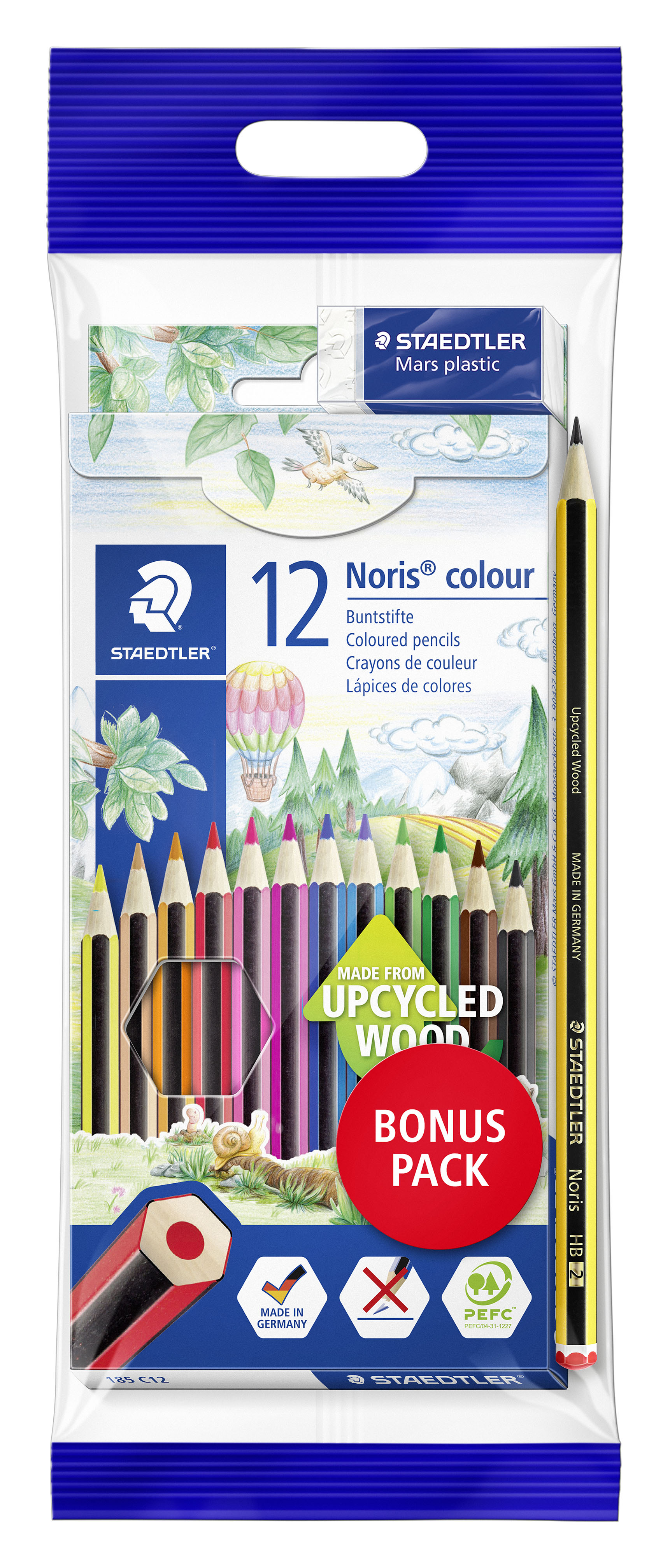 Bonuspack Noris färgpennor 12 st. Blyertspenna och Mini suddgummi Staedtler Noris Club®