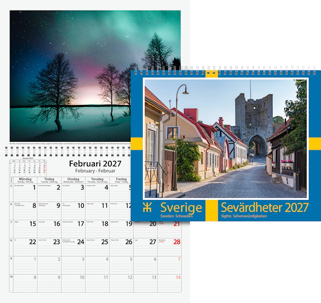 Produktbild 3 för Väggkalender Sverige Sevärdheter 2027 Almanacksförlaget