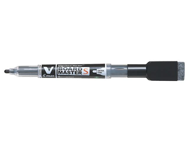 Whiteboardpenna Master S Extra Fine Konisk med sudd och magnet, Svart, Pilot