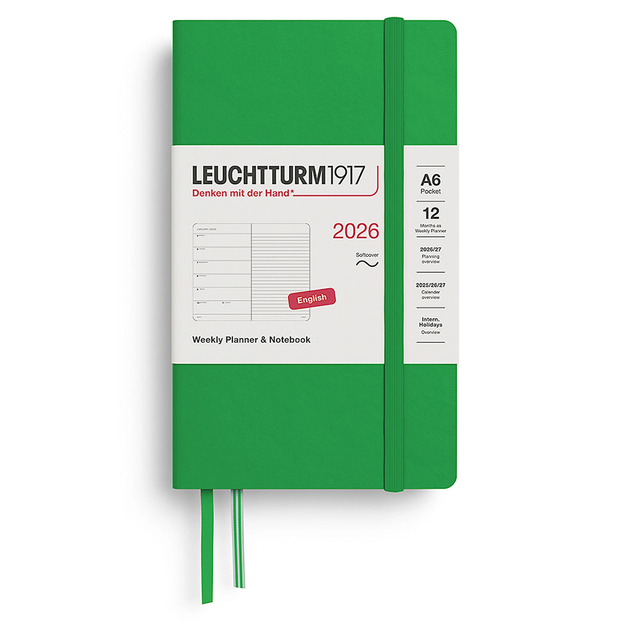 Tuotekuva ille Weekly Planner & Notebook 2026 A6 Soft Spring Leaf Leuchtturm1917