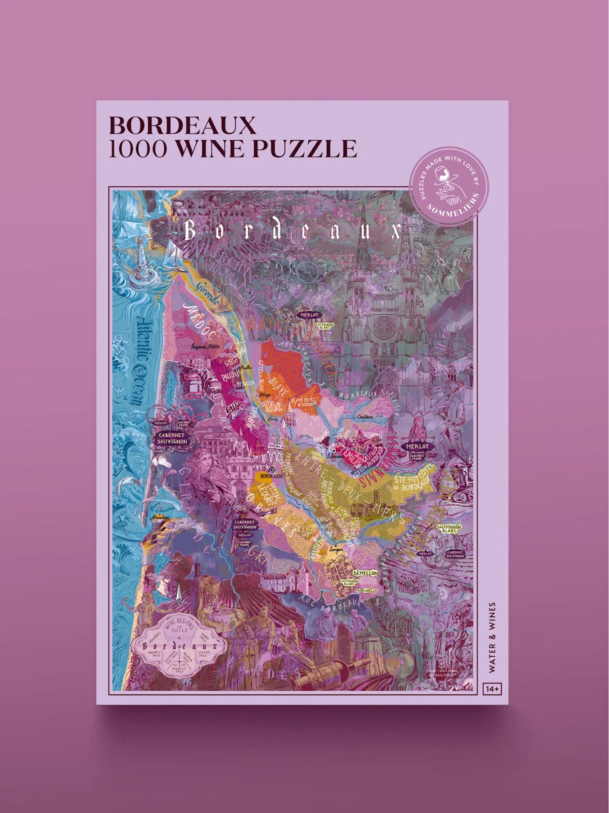 Produktbild för Vinpussel - Bordeaux 1000 bitar, Water & Wines