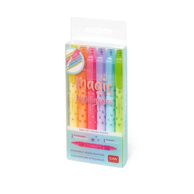 Tuotekuva 6 - Magic Highlighters, 6 pyyhittävän korostuskynän sarja