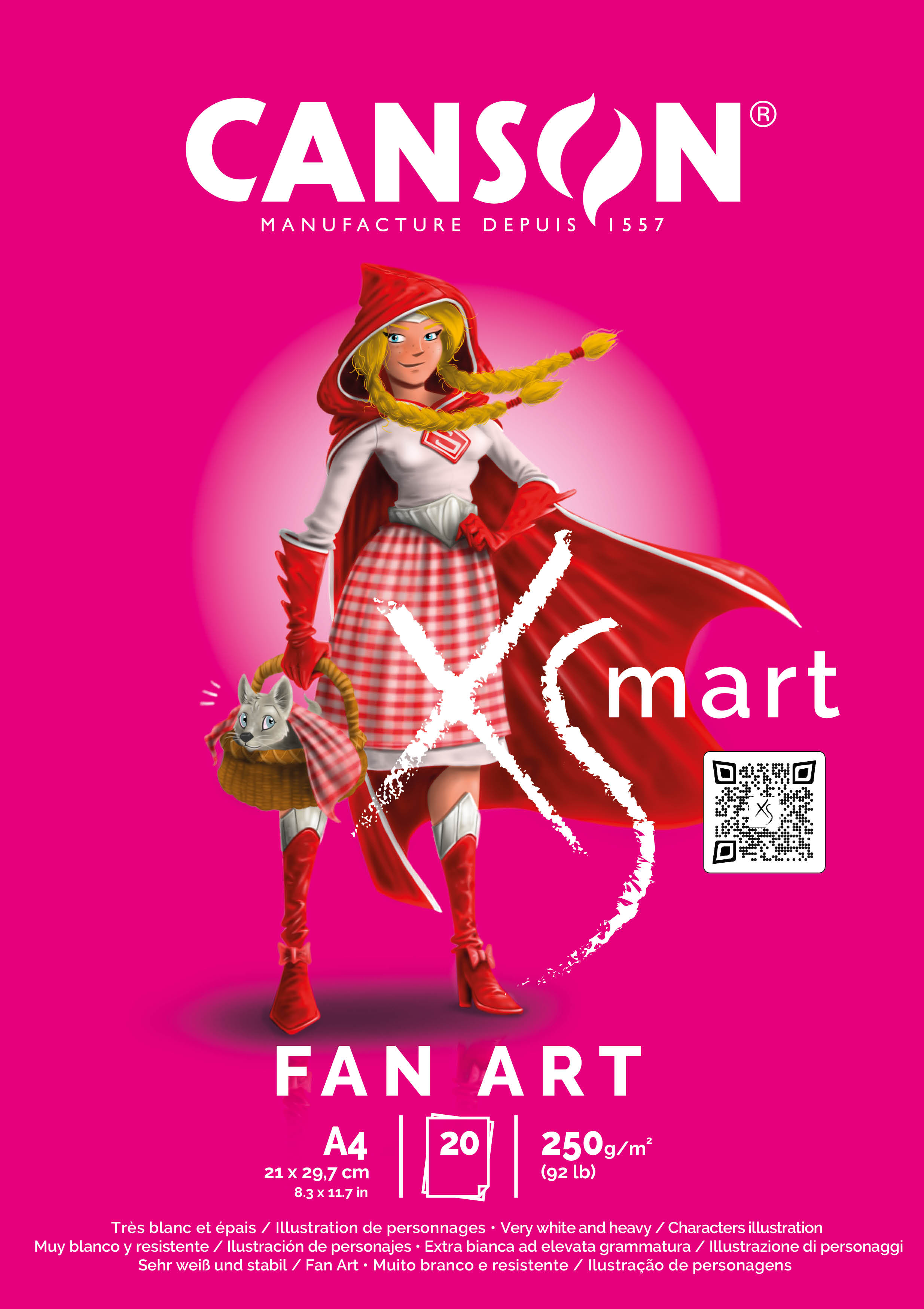Skisspapper A4 limmad långsida 250g 40 ark Canson XSMART Fan Art