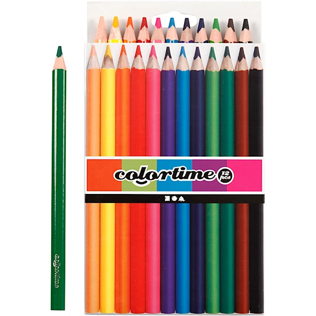 Colortime-Värikynät, Pit. 17,45 cm, kärki 5 mm, JUMBO, värilajitelma, 12 kpl/ 1 pkt