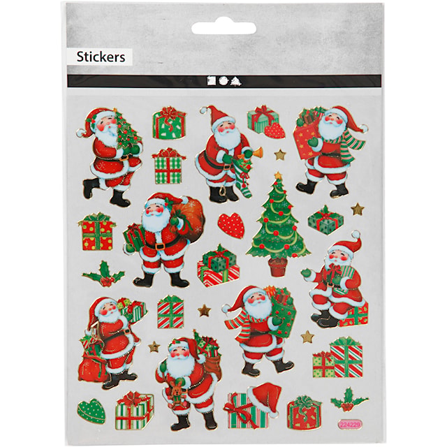 Produktbild 2 för Klistermärken, klassiska julfigurer, ark 15x16,5 cm, ca. 29 st., 1 ark