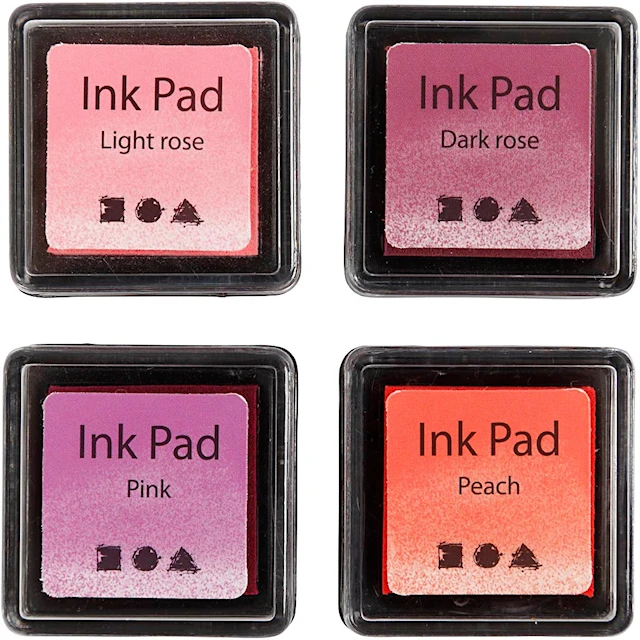 Stämpeldyna Röda och rosa nyanser 3,5x3,5 cm  4-pack