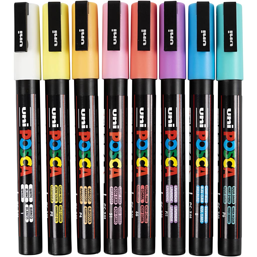 Posca Marker Set 8-p Soft Colors PC-3M Spets 0,9-1,3 mm