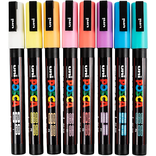 Posca-tussisetti 8 Kpl Pehmeitä Värejä PC-3M-kärki 0,9–1,3 mm