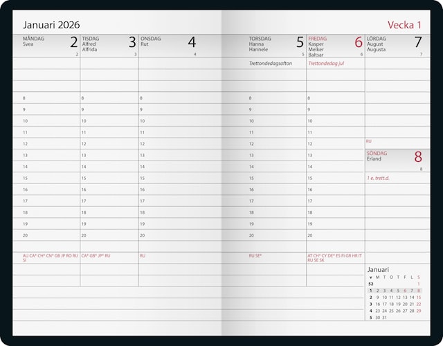 Produktbild 2 för Kalender Executive 2026 Svart Almanacksförlaget