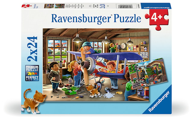 Produktbild 1 för Airplane & Train Repairs 2x24 Pussel bitar, Ravensburger